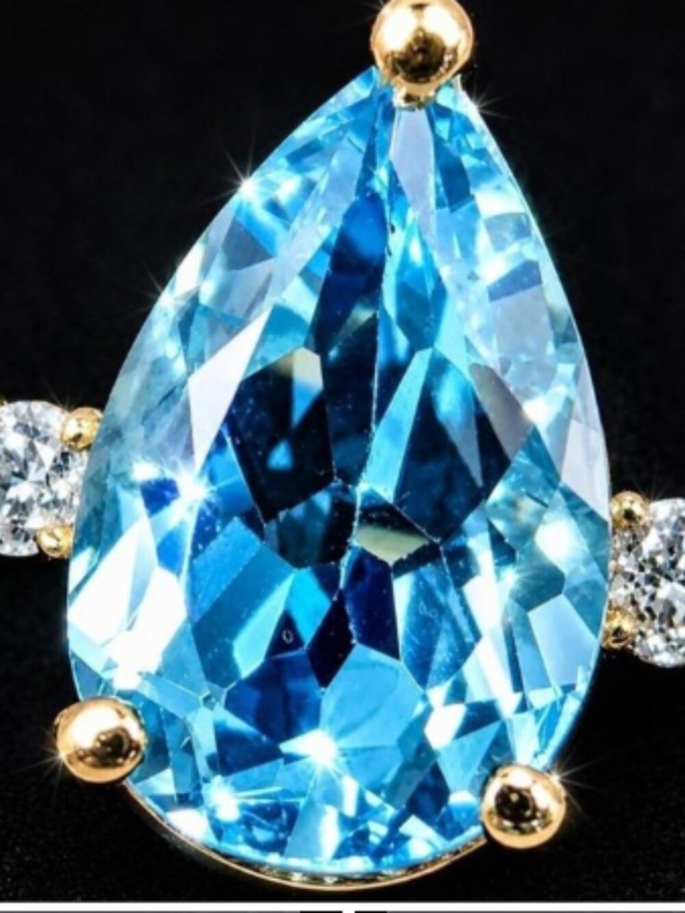 10K Gold 1g Blue Topaz 1ct Size 6.5
